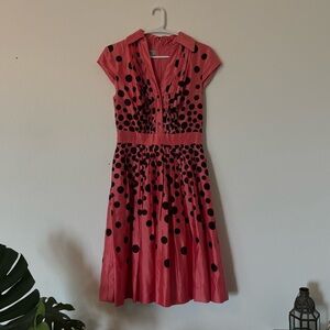 Kay Unger Pink Polka Dot Fit-and-Flare Dress - Classic Women's Style